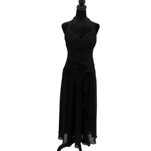 2/$18 SALE Vtg Sangria Halter Dress Womens 10 Sheer Layers Sweetheart Drop Waist